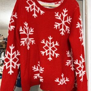 cupcakes & cashmere Red and White Snowflake Sweater